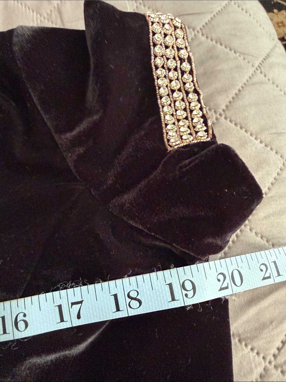 Black Velvet Top with Intricate Crystal Embellishment - Picture 9 of 14